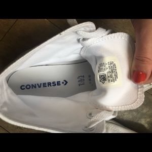 All white high top converse